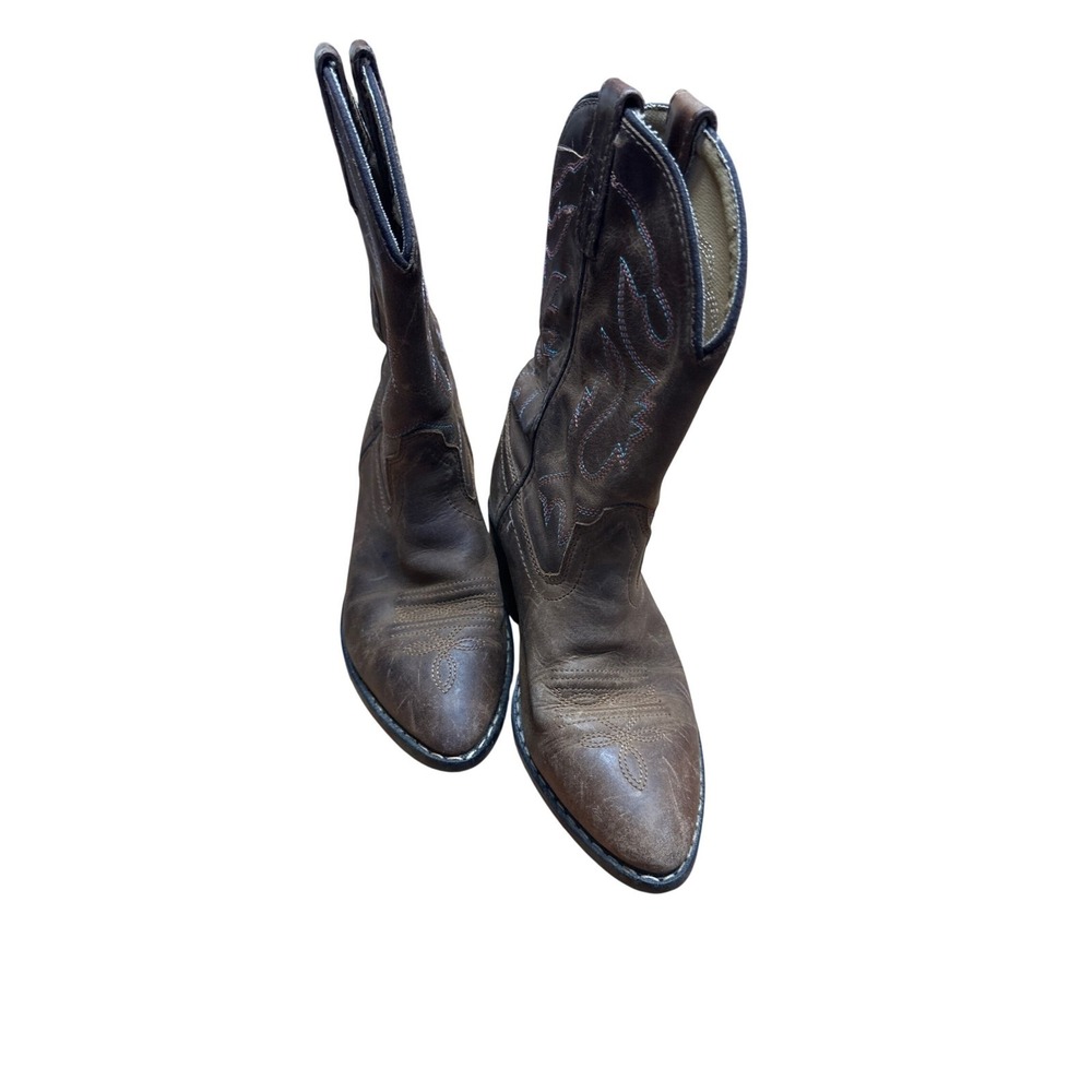 Unbranded Kids Western Cowboy Boots Brown Leather Size 2 D Style 5300